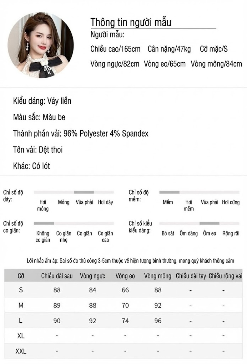 Váy Tiểu Thư Dự Tiệc Nữ Thiết Kế Nơ Ngực Dáng Chữ A Màu Đen, Trắng chi tiết 2