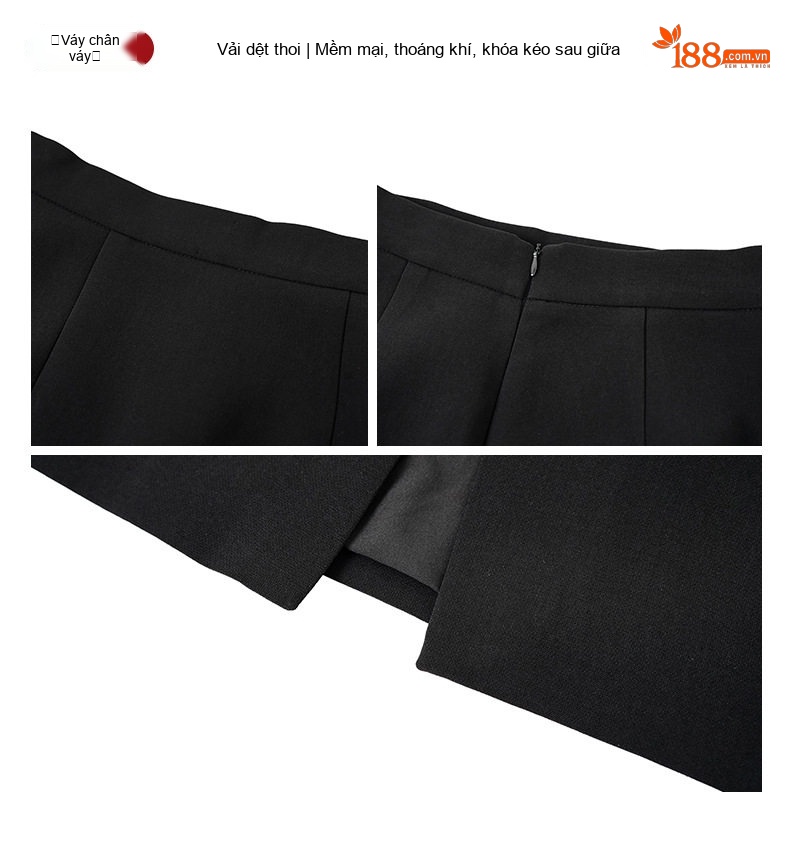 Set Áo Khoác V Croptop Tay Dài Thu Đông Chân Váy Bút Chì Cạp Cao Màu Đen chi tiết 6