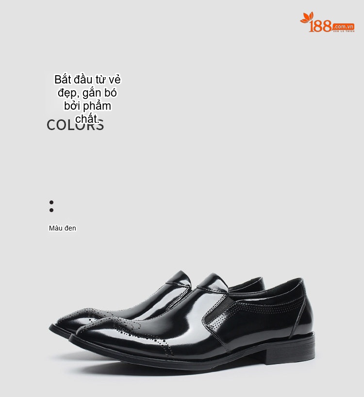 Giày Lười Nam Da Thật Brogue Chiều Cao Đế Khoảng 3cm Màu Đen, Nâu chi tiết 15