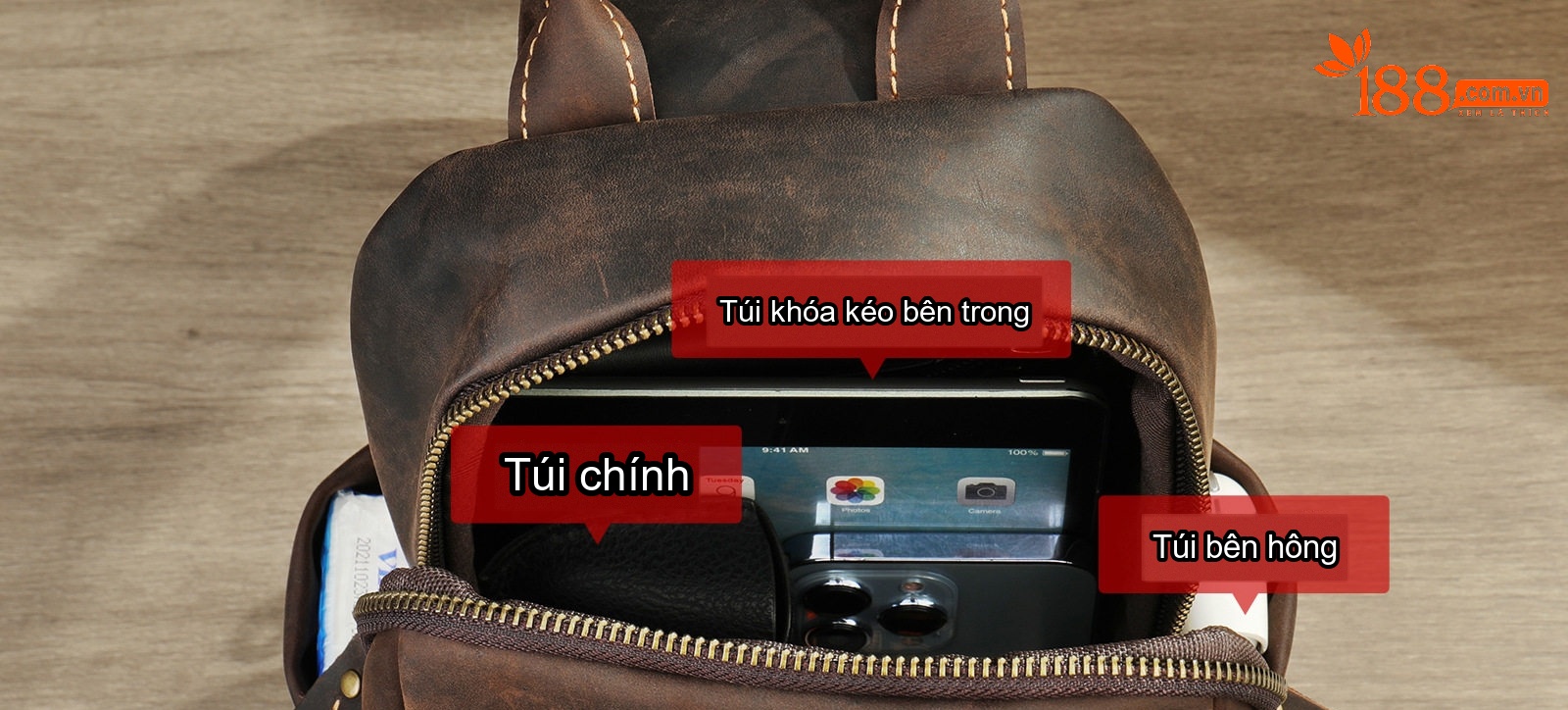 Túi Đeo Ngực/Đeo Chéo Nam Da Thật Phong Cách Doanh Nhân Màu Nâu, Đen