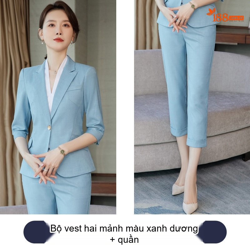 Bộ Vest Công Sở Nữ Tay Lỡ Phong Cách Hàn Quốc Màu Xám, Xanh Dương, Hồng, Nâu