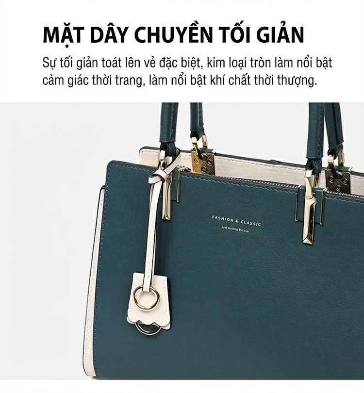 Túi Đeo Vai Nữ Da Bóng Sức Chứa Lớn Túi Xách Tay Công Sở Thường Ngày Màu Xanh Lá, Trắng chi tiết 9
