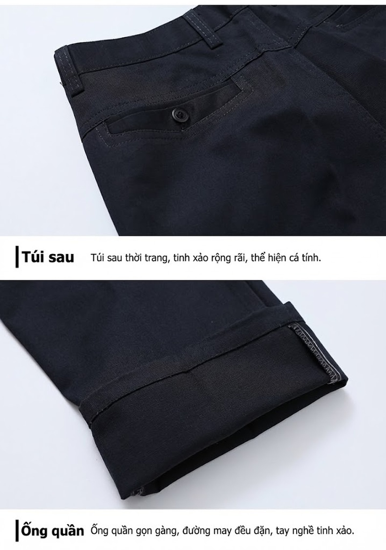 Quần Dài Nam Ống Đứng Lót Lông Cừu Non Dáng Suông Trung Niên Màu Đen, Xám, Xanh Rêu chi tiết 24