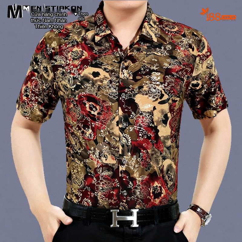 Áo Sơ Mi Nam Tay Ngắn In Hoa Mùa Hè Thoáng Mát Phong Cách Thời Trang Màu Xanh, Đỏ, Vàng...