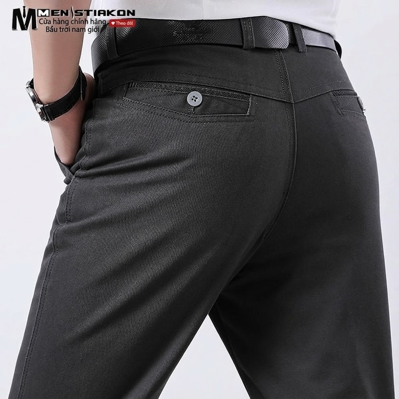 Quần Dài Nam Ống Đứng Lót Lông Cừu Non Dáng Suông Trung Niên Màu Đen, Xám, Xanh Rêu