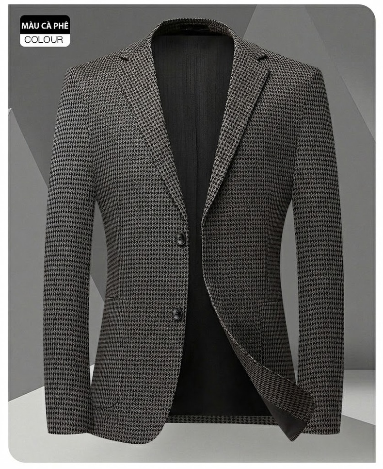 Áo Blazer Nam Thu Đông Dáng Ôm Co Giãn Chống Nhăn Màu Xám chi tiết 18