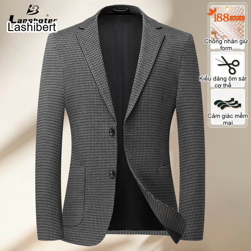 Áo Blazer Nam Thu Đông Dáng Ôm Co Giãn Chống Nhăn Màu Xám