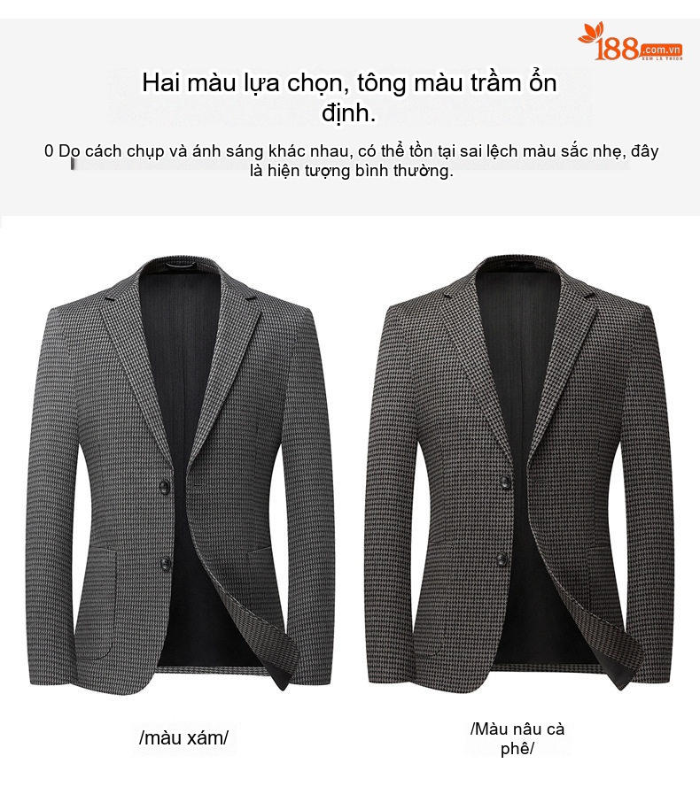 Áo Blazer Nam Thu Đông Dáng Ôm Co Giãn Chống Nhăn Màu Xám chi tiết 13