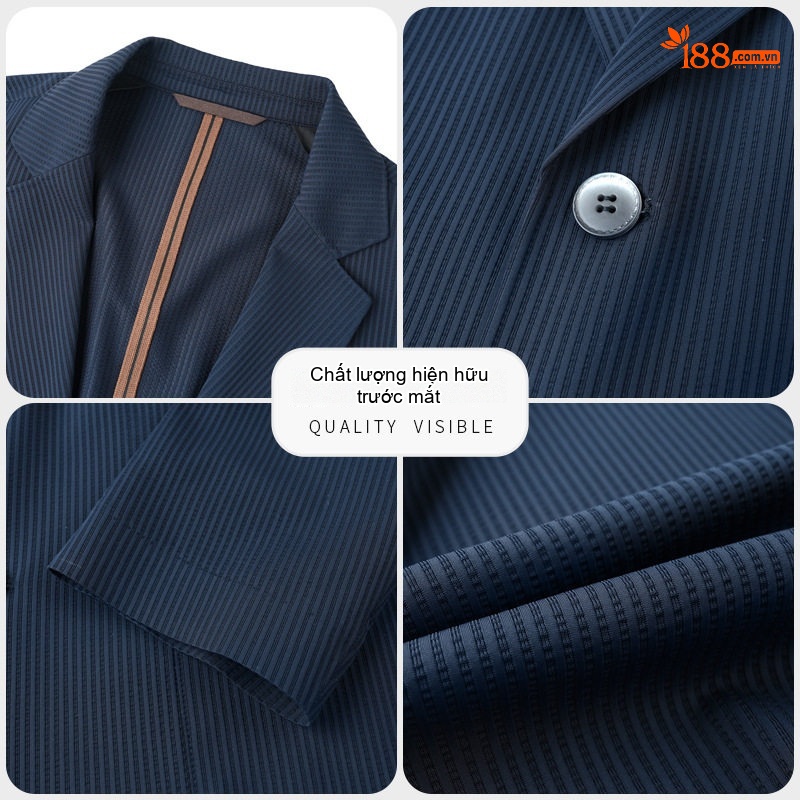Áo Blazer Nam Vải Dệt Mỏng Dáng Ôm Phong Cách Hàn Quốc Màu Đen, Xám, Xanh Navy