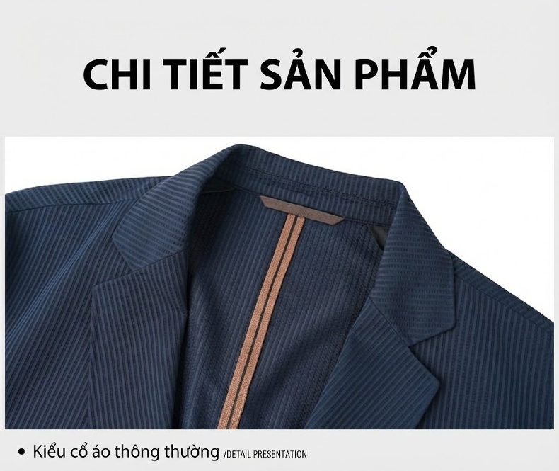 Áo Blazer Nam Vải Dệt Mỏng Dáng Ôm Phong Cách Hàn Quốc Màu Đen, Xám, Xanh Navy chi tiết 25