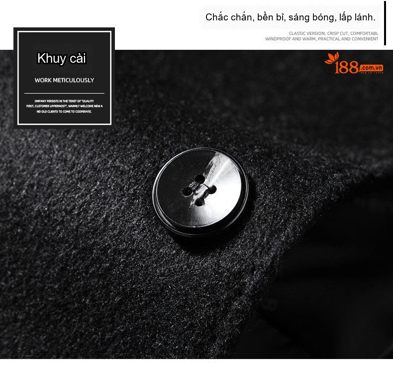 Áo Blazer Nam Wool (Lông Cừu) Dáng Ôm Vừa Chống Nhăn Phong Cách Doanh Nhân Màu Đen chi tiết 18
