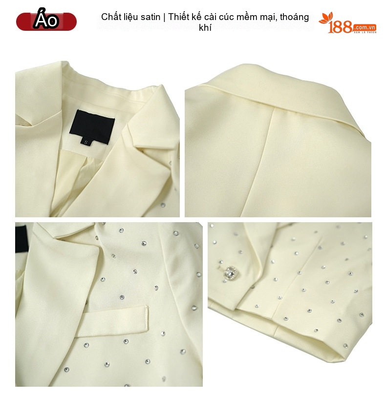 Áo Blazer Nữ Đính Đá Cổ Bẻ Kiểu Tây Sang Trọng chi tiết 4