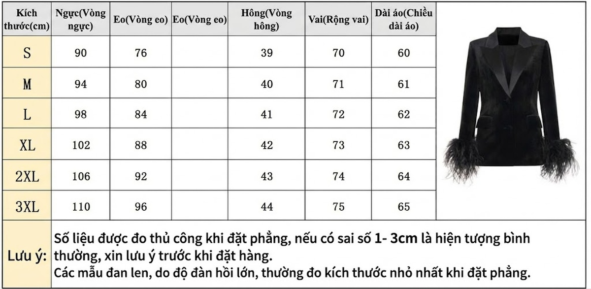 Áo Blazer Nữ Nhung Lông Đà Điểu Thời Trang Thu Đông Màu Đen chi tiết 1