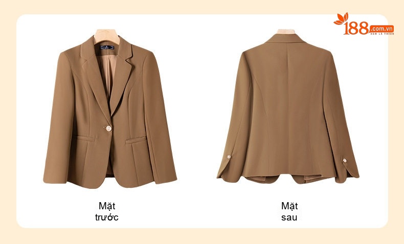 Áo Blazer Nữ Tay Dài Kiểu Ngắn Phong Cách Thời Trang Màu Xanh Ngọc, Đen, Trắng, Nâu... chi tiết 5