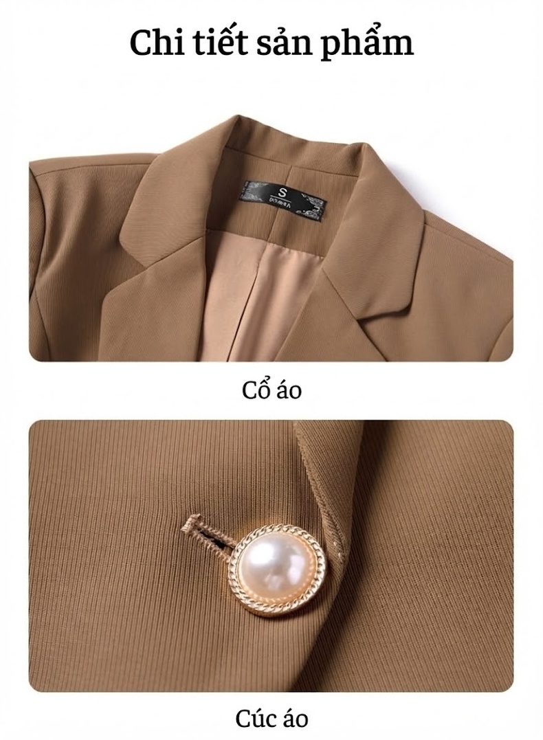 Áo Blazer Nữ Tay Dài Kiểu Ngắn Phong Cách Thời Trang Màu Xanh Ngọc, Đen, Trắng, Nâu... chi tiết 27