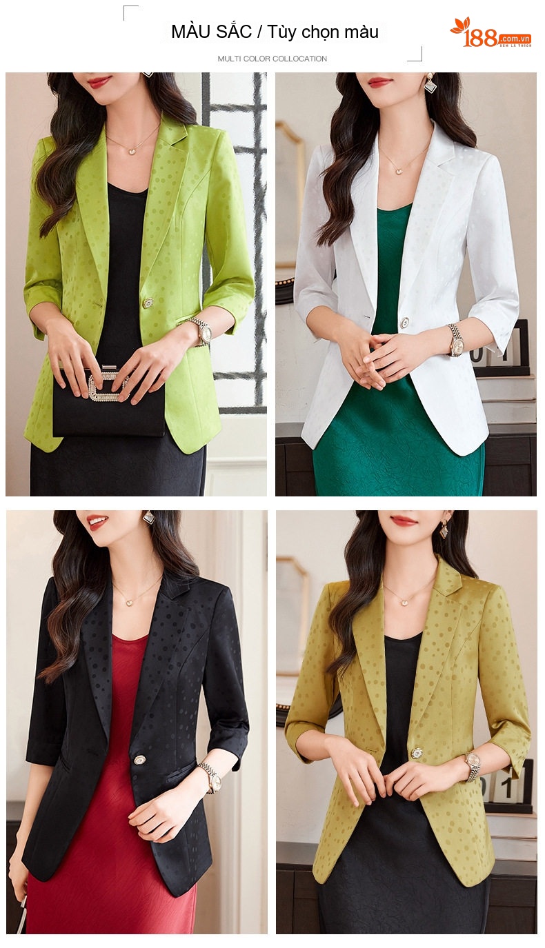Áo Blazer Nữ Tay Lỡ Form Ngắn Phong Cách Hàn Quốc Màu Trắng, Xanh, Đen, Vàng... chi tiết 4