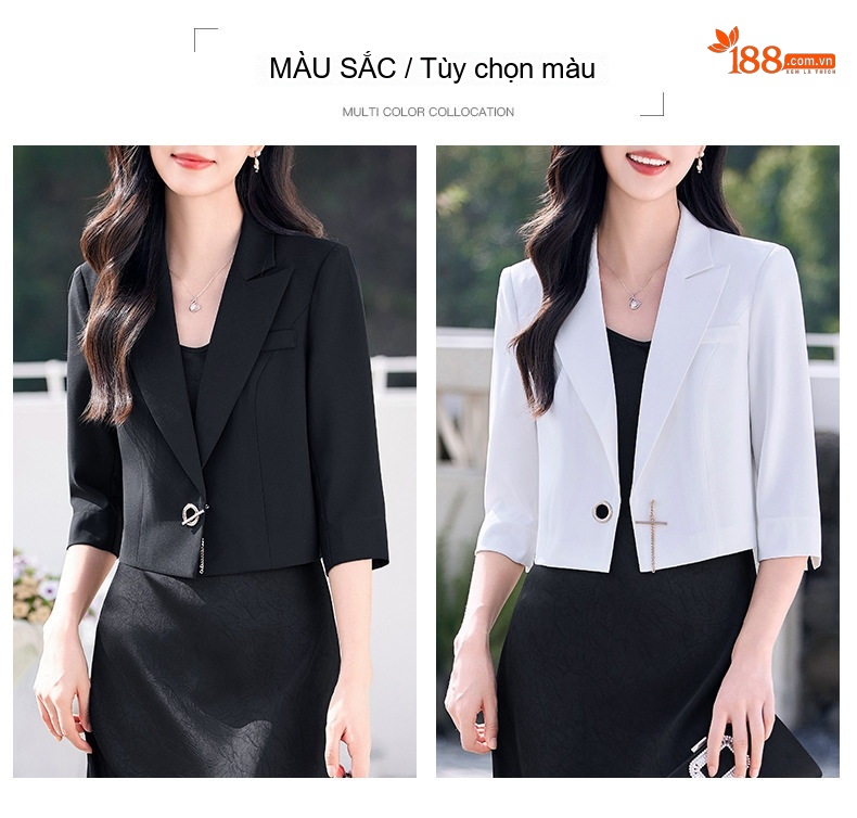 Áo Blazer Nữ Tay Lỡ Form Ngắn Phong Cách Hàn Quốc Màu Trắng, Xanh, Đen, Vàng... chi tiết 5