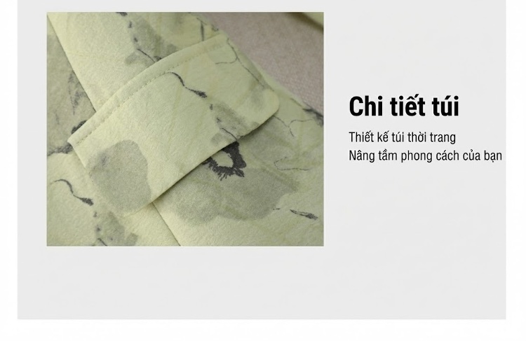 Áo Blazer Nữ Tay Lỡ In Hoa Phong Cách Hàn Quốc Dáng Ôm Màu Be, Trắng Ngà chi tiết 25