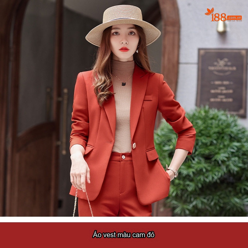 Áo Blazer Nữ Thiết Kế Ngắn Tay Thu Đông Phong Cách Công Sở Màu Đen, Nâu, Cam...