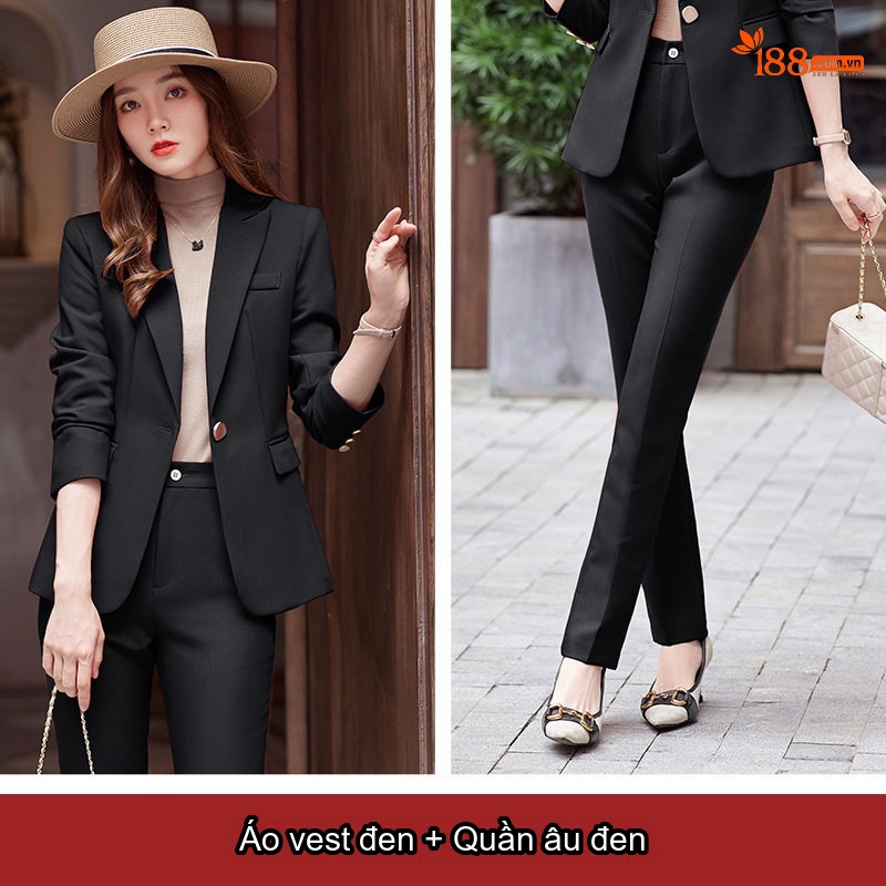 Áo Blazer Nữ Thiết Kế Ngắn Tay Thu Đông Phong Cách Công Sở Màu Đen, Nâu, Cam...
