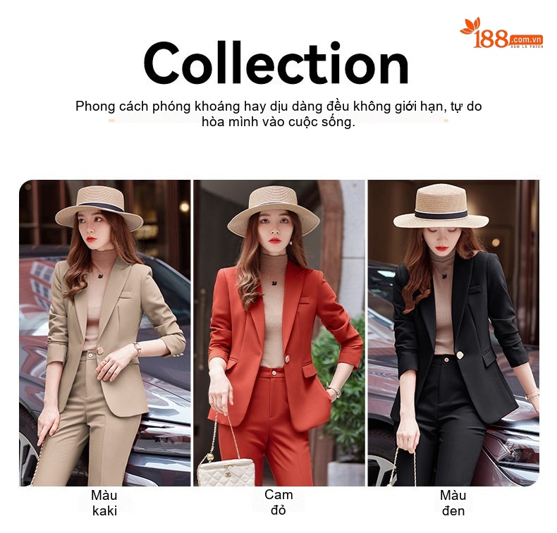 Áo Blazer Nữ Thiết Kế Ngắn Tay Thu Đông Phong Cách Công Sở Màu Đen, Nâu, Cam... chi tiết 13
