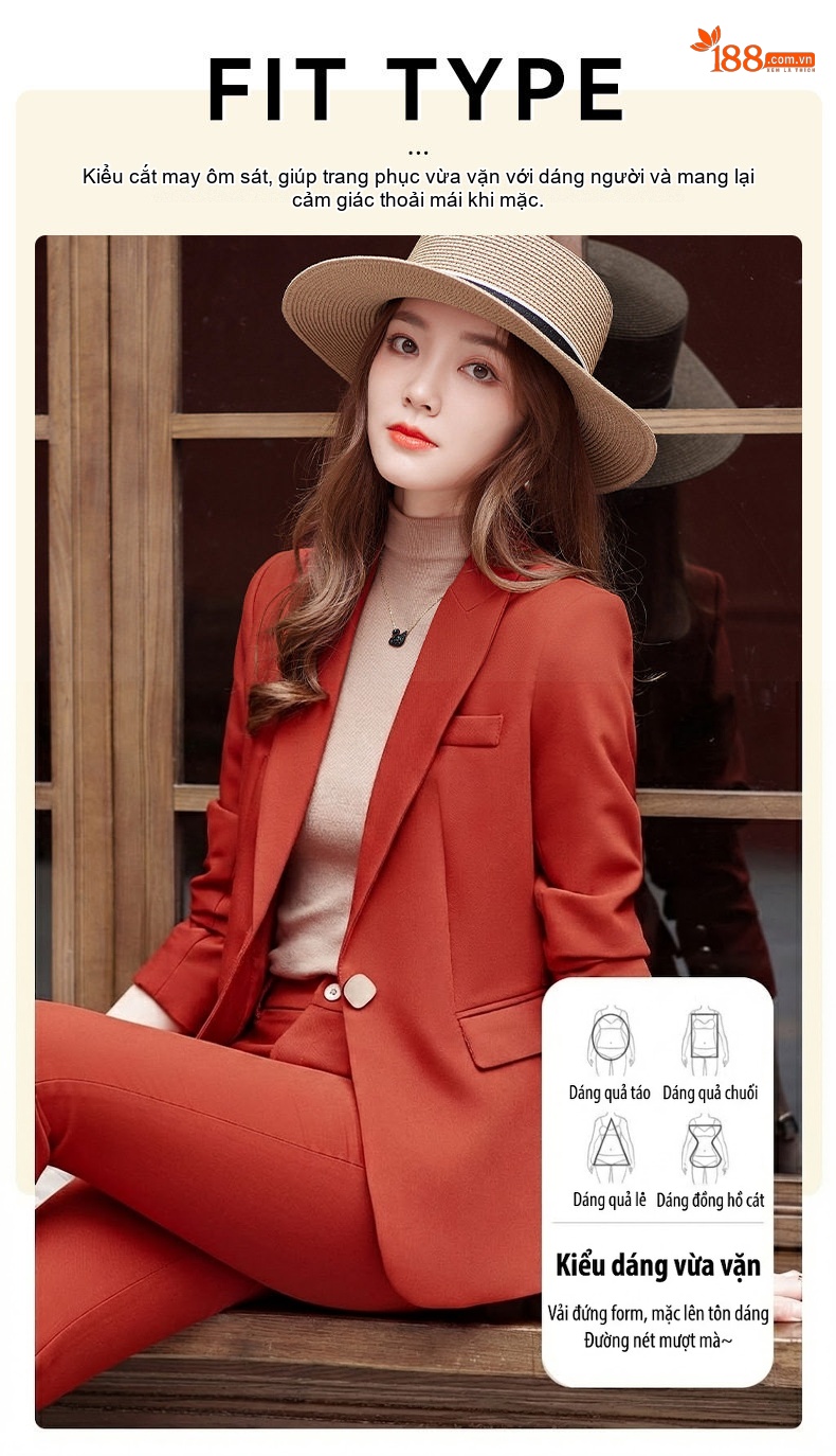 Áo Blazer Nữ Thiết Kế Ngắn Tay Thu Đông Phong Cách Công Sở Màu Đen, Nâu, Cam... chi tiết 12