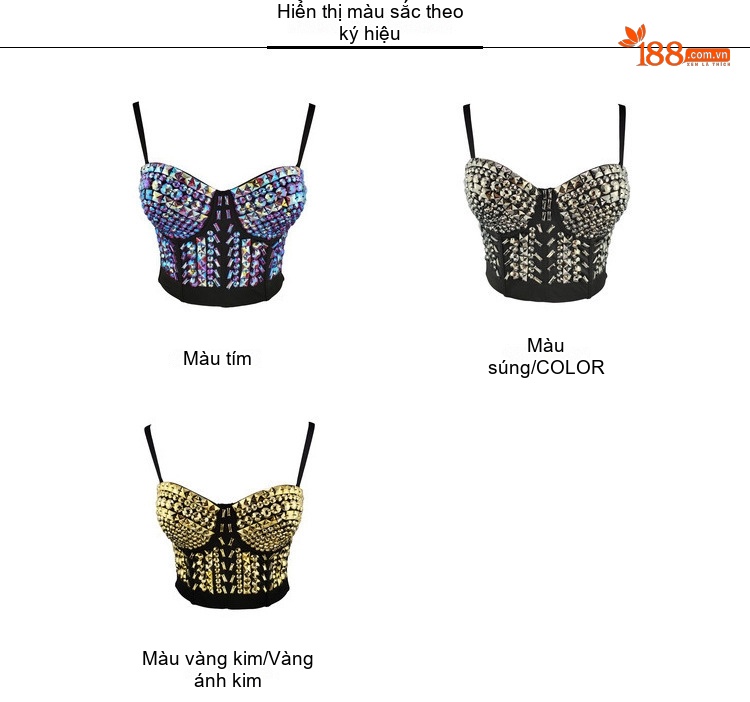 Áo Bra Corset Nữ Dây Treo Cổ Ngắn Đính Đá Phong Cách Âu Mỹ chi tiết 3