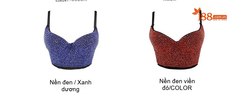 Áo Bra Croptop Nữ Đính Đá Lấp Lánh, Áo Hai Dây Ngắn Gợi Cảm Màu Trắng, Đỏ, Vàng, Bạc... chi tiết 5