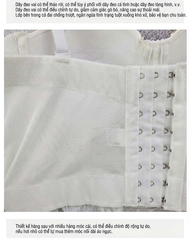 Áo Bra Nữ Dây Rút Đính Đá Lông Vũ, Áo Croptop Nữ Lót Ngực Màu Trắng, Đen chi tiết 4
