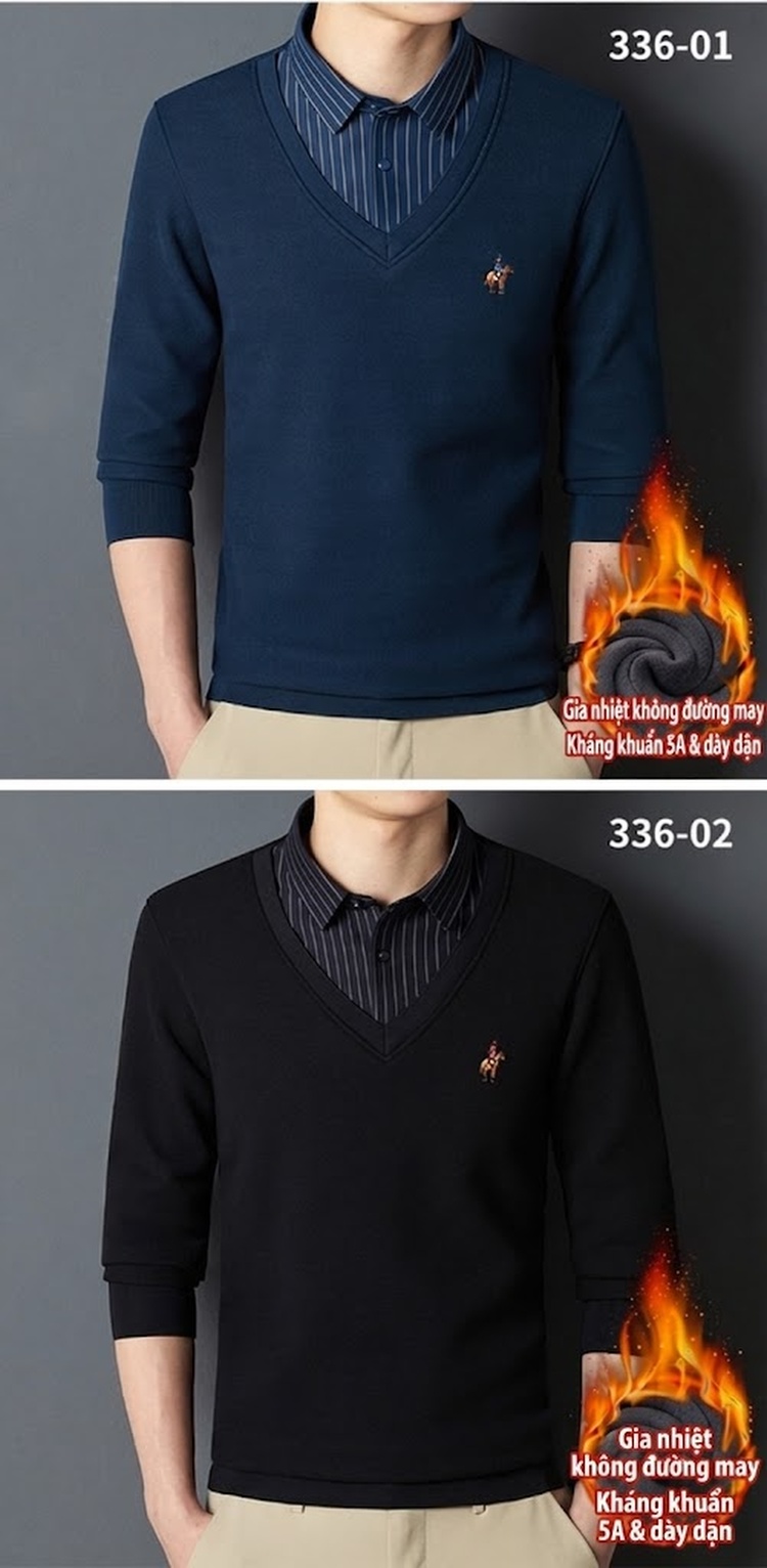 Áo Cardigan Nam Giả Hai Lớp Dệt Kim Lót Lông Dày Dặn Màu Đen, Xanh Navy, Xám, Be... chi tiết 8