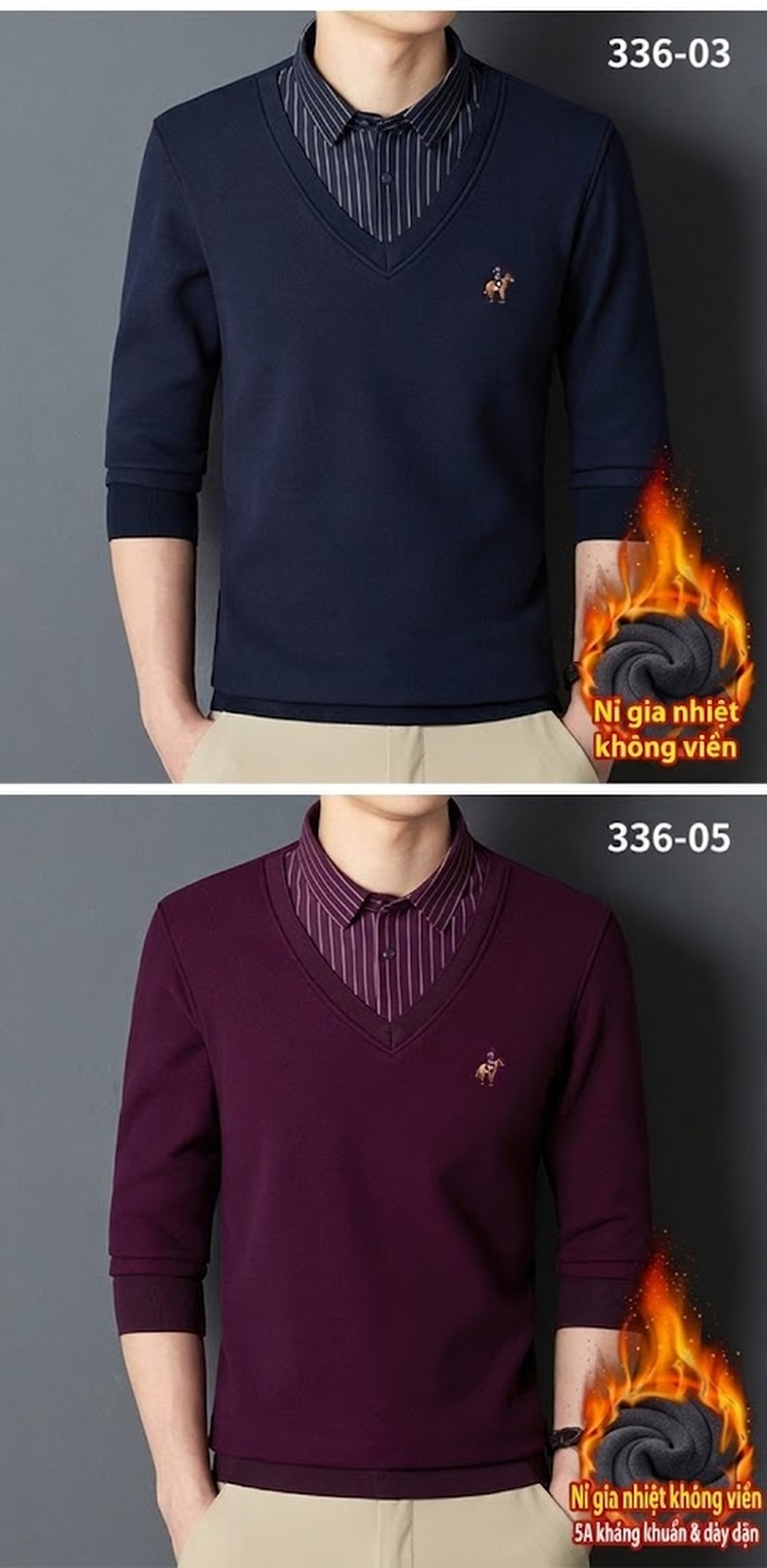 Áo Cardigan Nam Giả Hai Lớp Dệt Kim Lót Lông Dày Dặn Màu Đen, Xanh Navy, Xám, Be... chi tiết 9