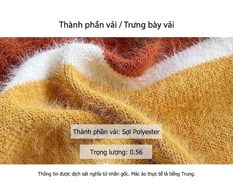 Áo Dệt Kim Nữ Cổ Bẻ Kiểu Polo Thiết Kế Retro Màu Cam, Nâu, Xanh Lá, Trắng chi tiết 3