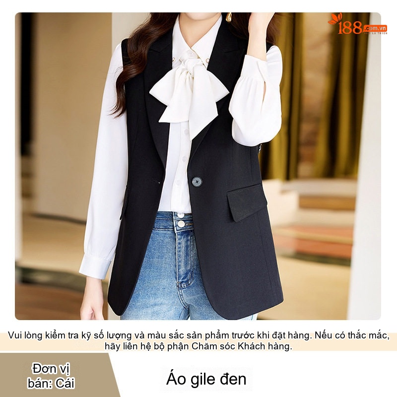 Áo Gile Blazer Nữ Màu Kaki, Đen