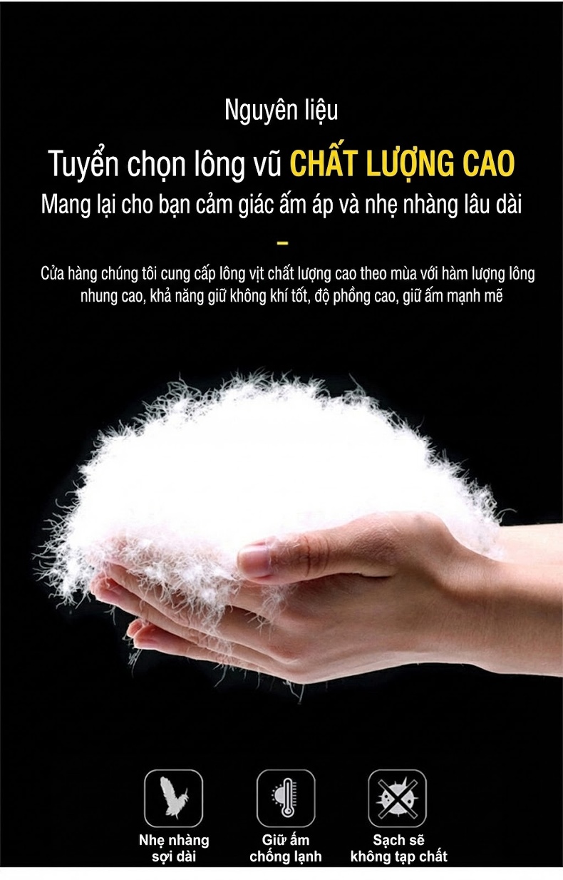 Áo Gile Lông Vũ Nam Áo Khoác Không Tay Lót Lông Vũ Trắng Dày Dặn Giữ Ấm Màu Trắng, Nâu, Xám, Đen chi tiết 8