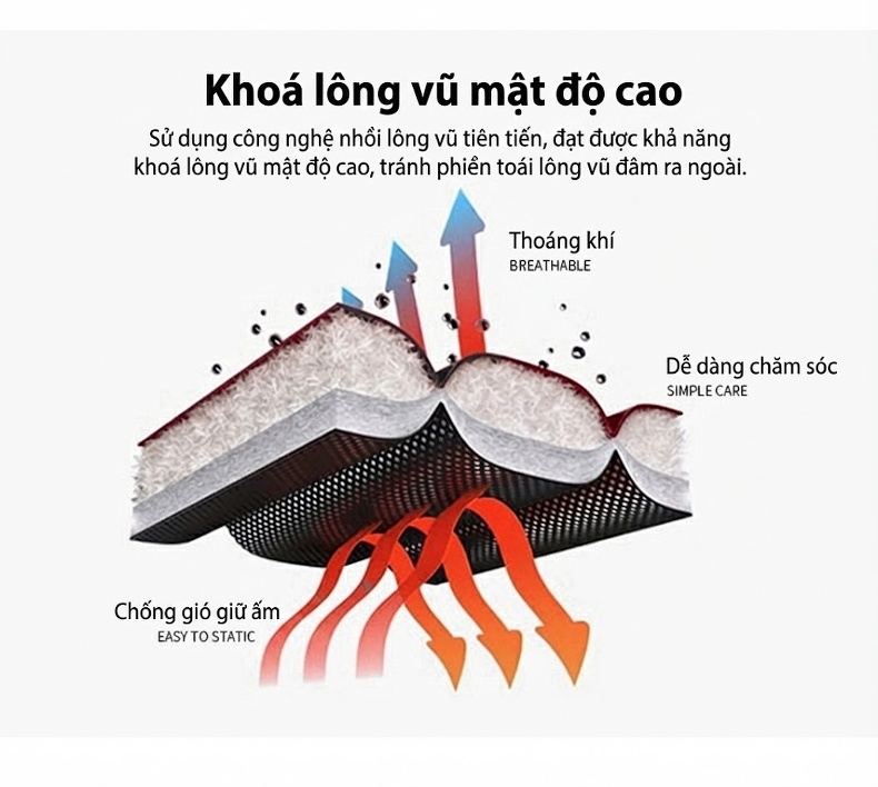 Áo Gile Lông Vũ Nam Áo Khoác Không Tay Lót Lông Vũ Trắng Dày Dặn Giữ Ấm Màu Trắng, Nâu, Xám, Đen chi tiết 10