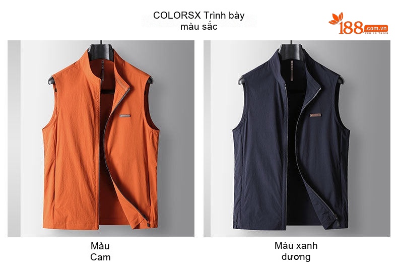 Áo Gile Nam Khóa Kéo Cổ Trụ Phong Cách Doanh Nhân Màu Be, Cam, Xanh Navy chi tiết 3