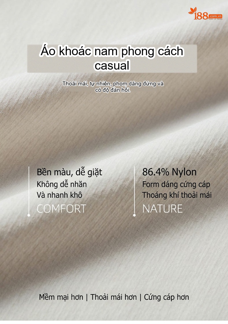 Áo Gile Nam Khóa Kéo Cổ Trụ Phong Cách Doanh Nhân Màu Be, Cam, Xanh Navy chi tiết 1