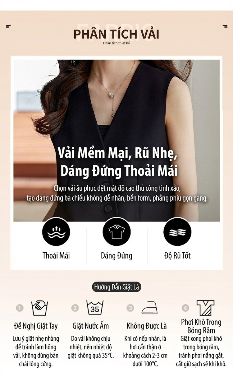 Áo Gile Nữ Bộ Vest Không Tay Phong Cách Thời Trang Công Sở Màu Trắng, Xanh, Đen chi tiết 6