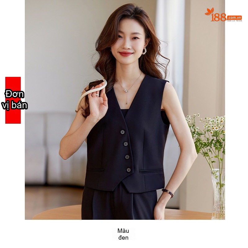 Áo Gile Nữ Bộ Vest Không Tay Phong Cách Thời Trang Công Sở Màu Trắng, Xanh, Đen