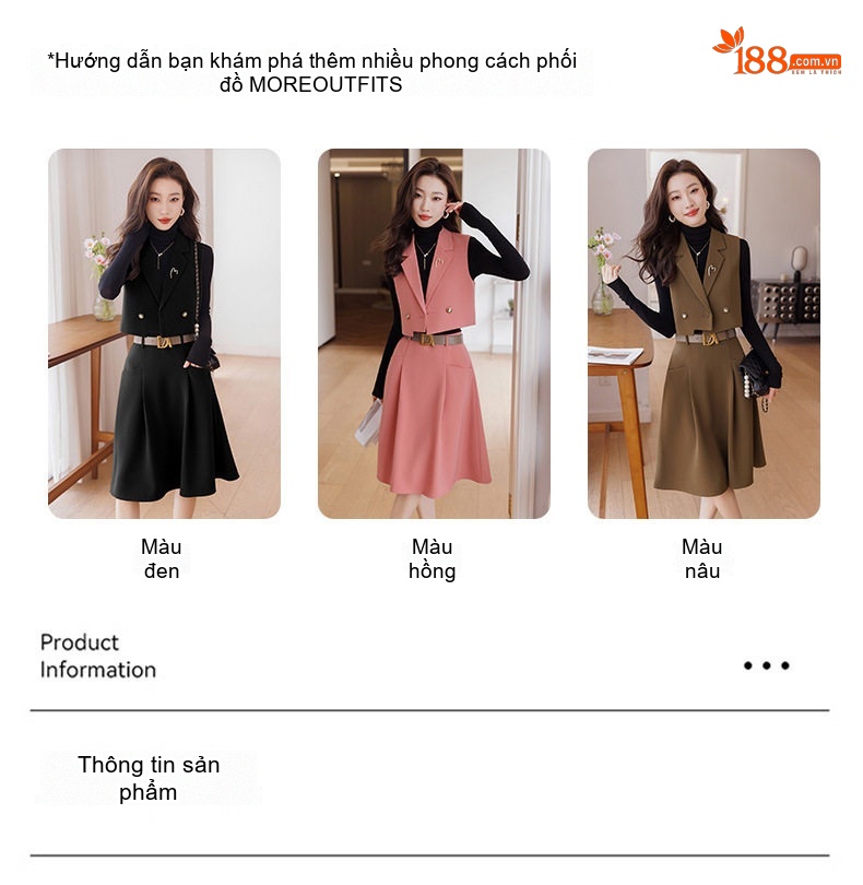 Áo Gile Nữ Phong Cách Tiểu Thư Màu Nâu, Hồng, Đen chi tiết 7