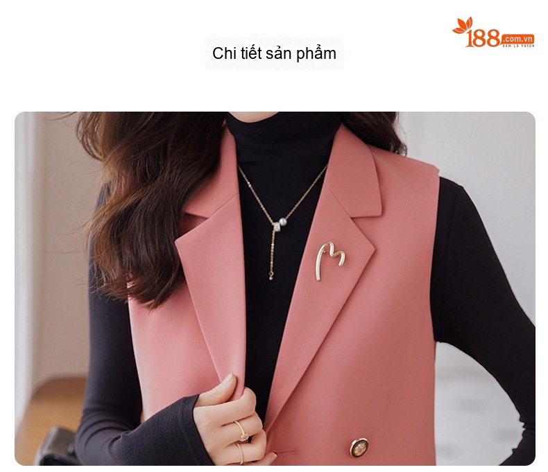 Áo Gile Nữ Phong Cách Tiểu Thư Màu Nâu, Hồng, Đen chi tiết 22