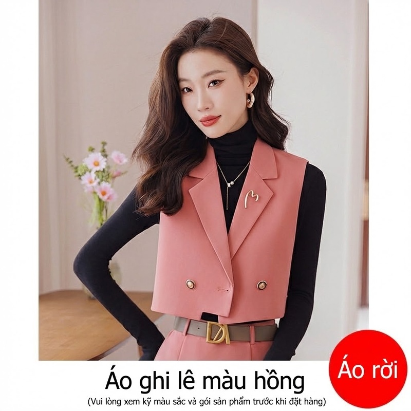 Áo Gile Nữ Phong Cách Tiểu Thư Màu Nâu, Hồng, Đen