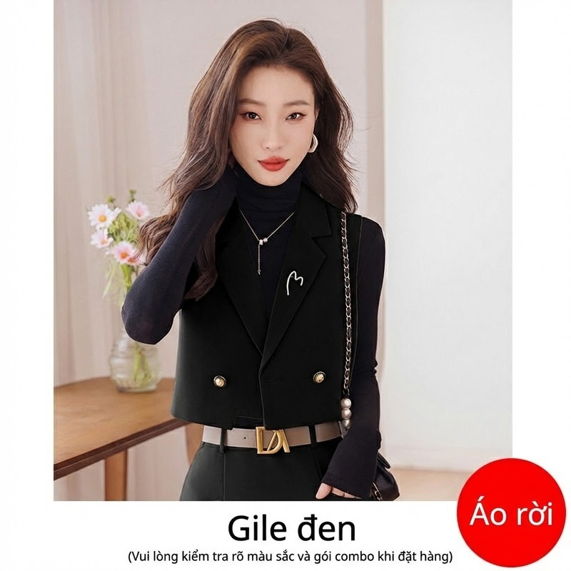 Áo Gile Nữ Phong Cách Tiểu Thư Màu Nâu, Hồng, Đen