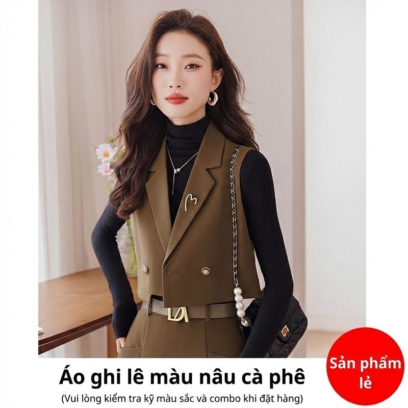Áo Gile Nữ Phong Cách Tiểu Thư Màu Nâu, Hồng, Đen