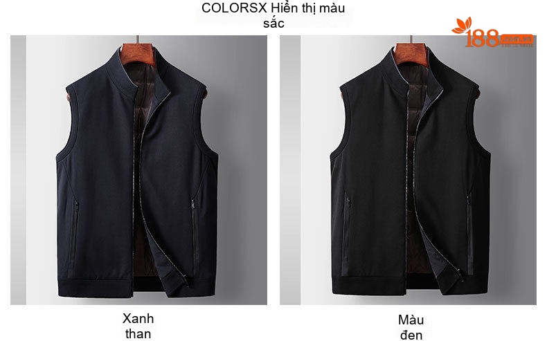 Áo Gile Phao Nam Lót Lông Vũ Cổ Trụ Co Giãn Nhẹ Màu Đen chi tiết 4