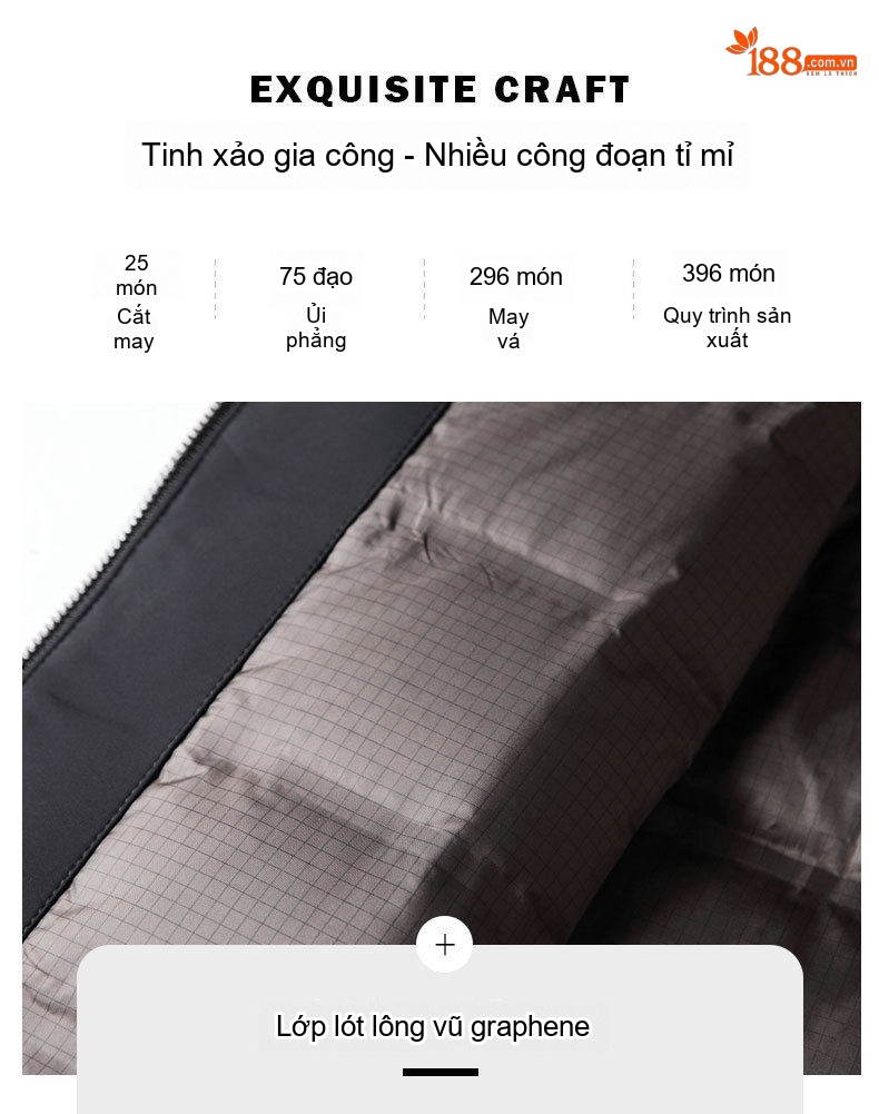 Áo Gile Phao Nam Lót Lông Vũ Cổ Trụ Co Giãn Nhẹ Màu Đen chi tiết 6