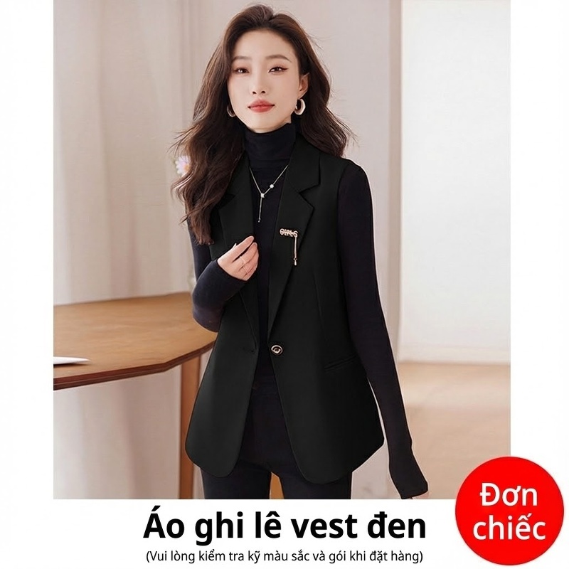 Áo Gile Vest Nữ Công Sở Không Tay Thời Trang Màu Kaki, Đen, Hồng