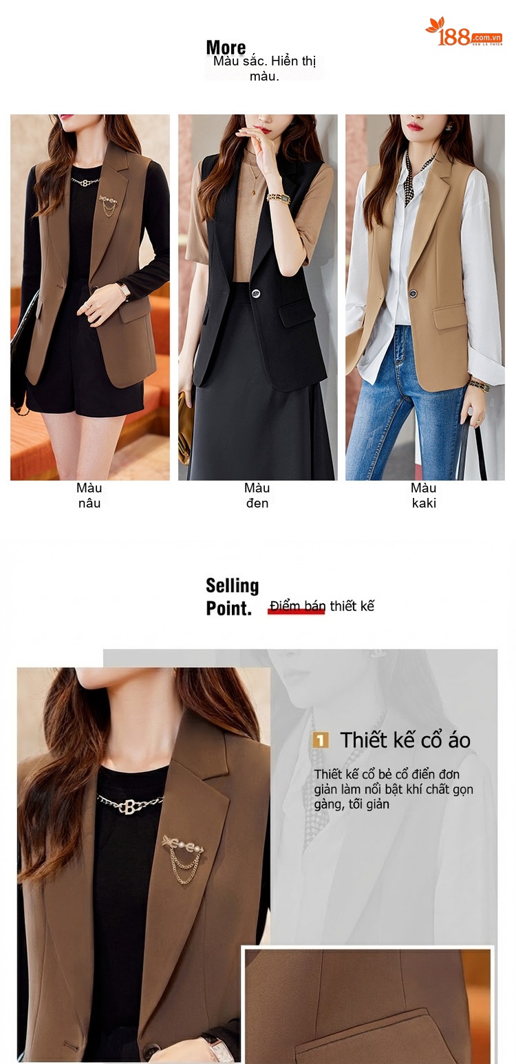 Áo Gile Vest Nữ Dáng Ôm Thời Trang Phong Cách Hàn Quốc Màu Đen, Nâu chi tiết 1