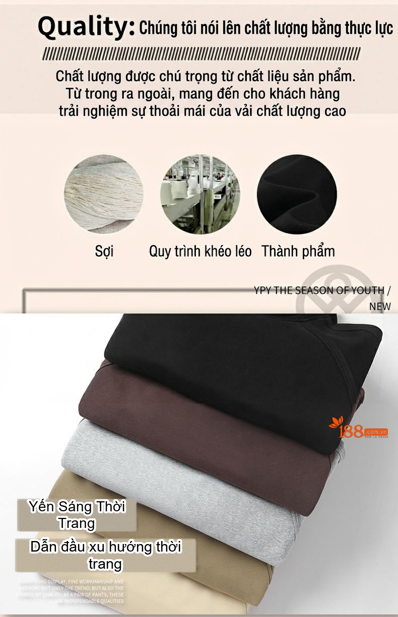 Áo Hoodie Nam Tay Dài Form Rộng Màu Be, Đen, Nâu, Xám chi tiết 2