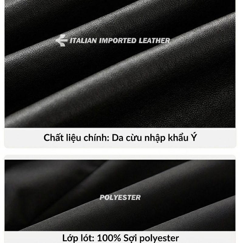 Áo Khoác Blazer Da Thật Dáng Rộng Thiết Kế Retro Cao Cấp Màu Đen chi tiết 6